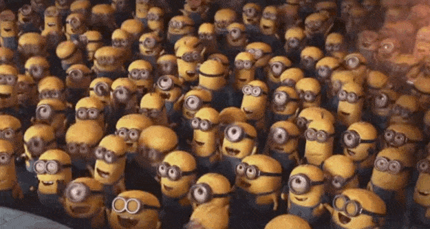 Large Minions crowd clamouring