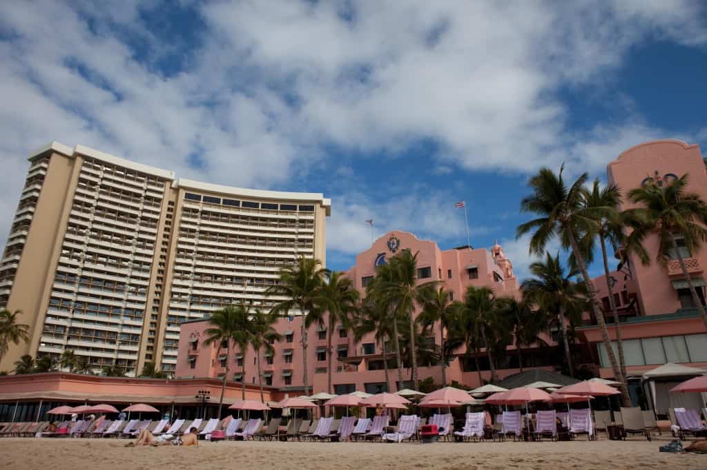beachfront of royal hawaiian hotel in waikiki oahu