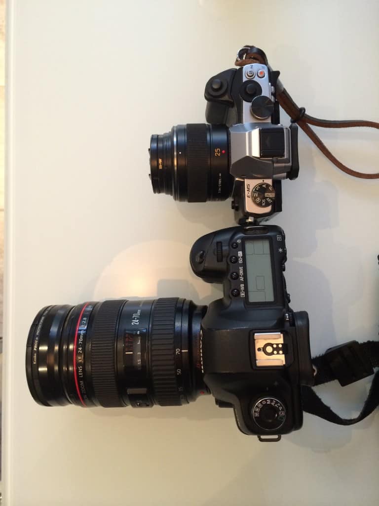 Side by side comparison of the Olympus OM-D and Canon 5D Mark 2