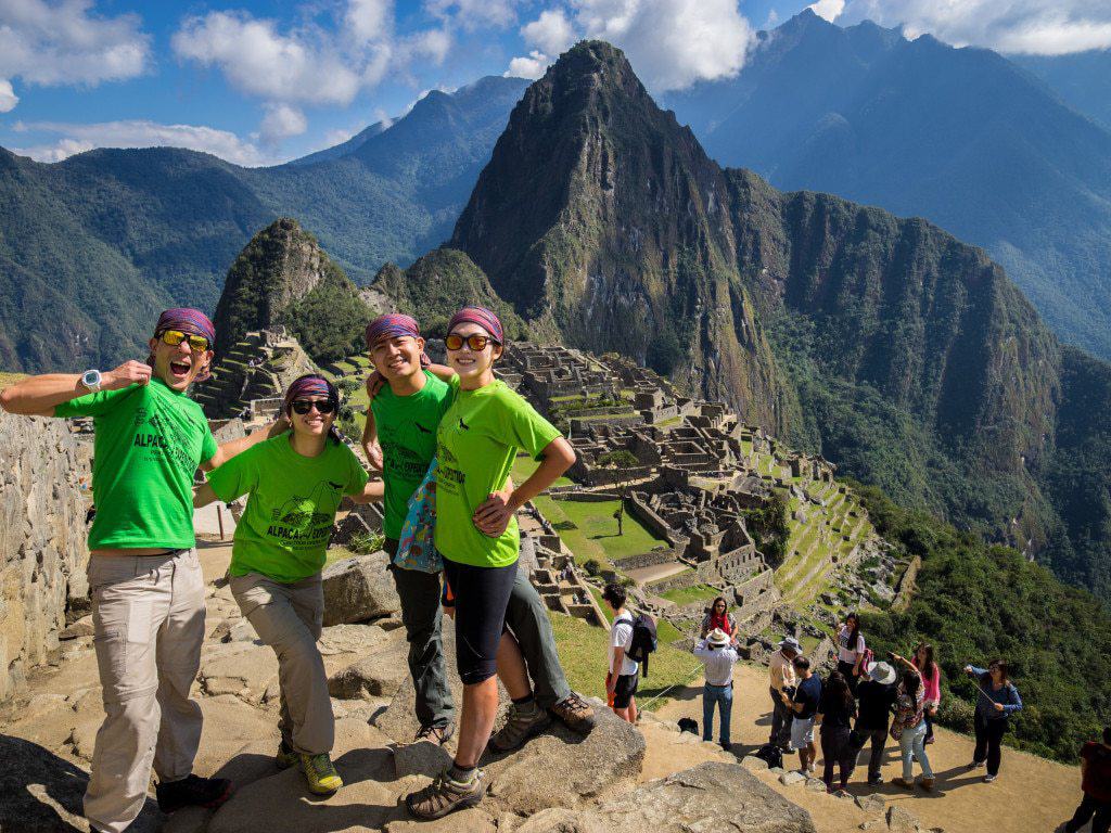 machu picchu hike with alpaca expeditions and green machine t-shirts