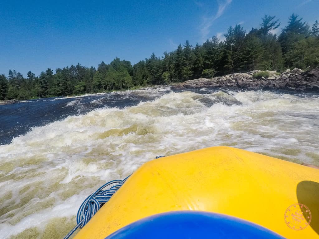 facing the whitewater rapids of the ottawa valley from our rafts