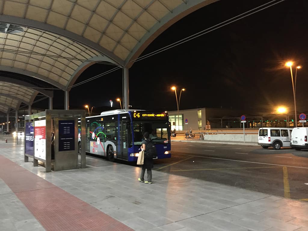 alicante C6 bus waiting at the airport