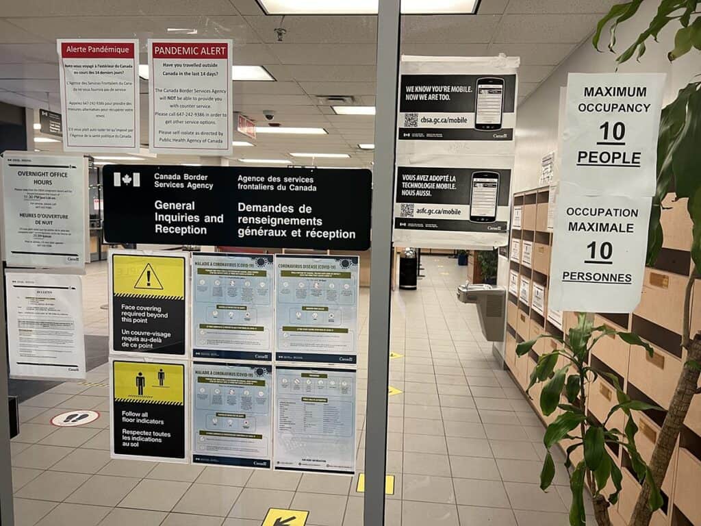 cbsa inland office front entrance signs