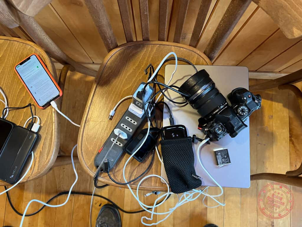 charging devices in dining lodge