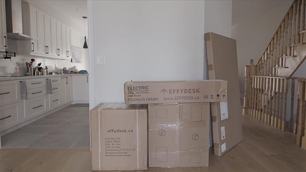 effydesk home office products in boxes