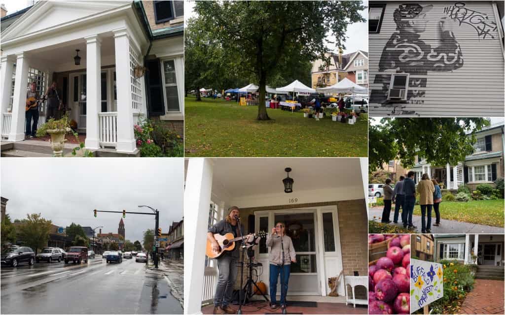 Elmwood Village mosaic of porchfest and the cute neighbourhood in buffalo