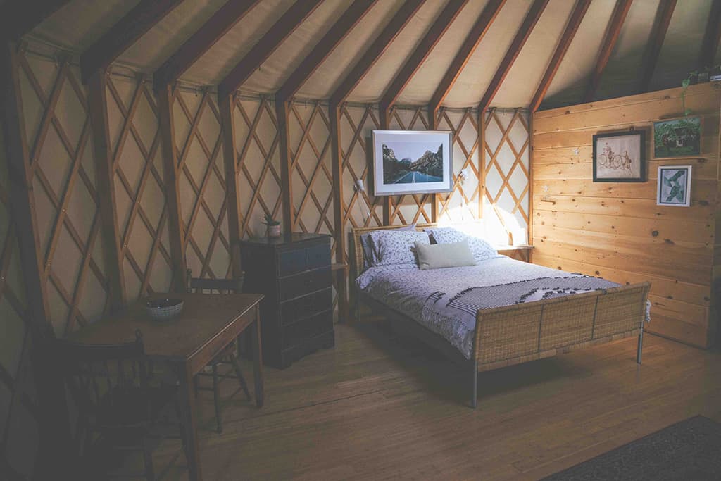 forest yurt in ontario bed