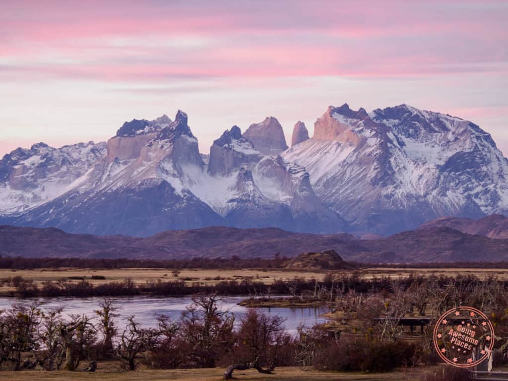 guide to traveling torres del paine in patagonia view from rio serrano hotel at sunset
