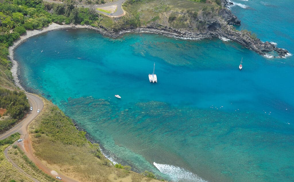 honolua bay snorkeling aerial view