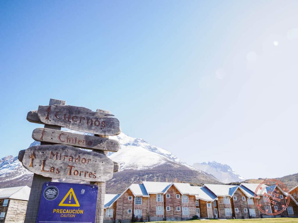 hotel las torres all inclusive review in patagonia with wooden signs