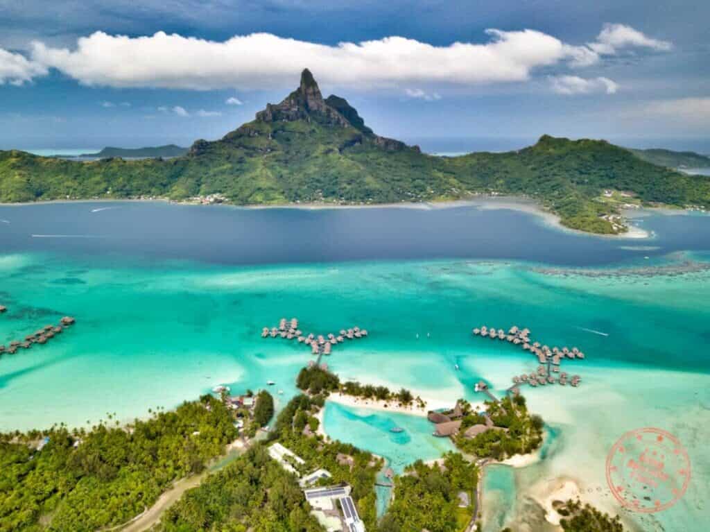 aerial photo of le meridien resort in guide for how much for a trip to bora bora