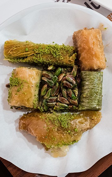 various baklava desserts from karakoy gulluoglu on plate