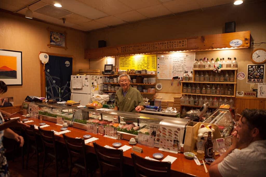 koiso sushi bar interior with hiro san