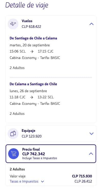 latam local chilean prices example in how to save money on flights