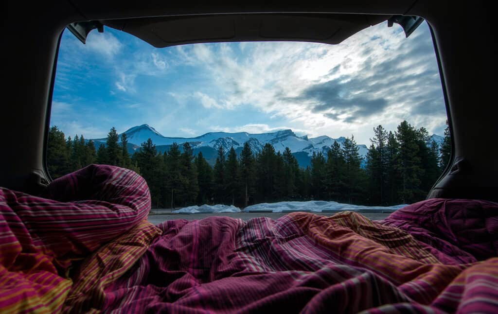 view of the mountains from inside a campervan in how to find rvs by owners