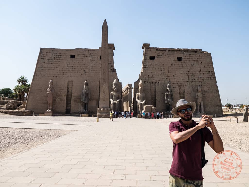 luxor temple front entrance with hamdi of djed egypt travel