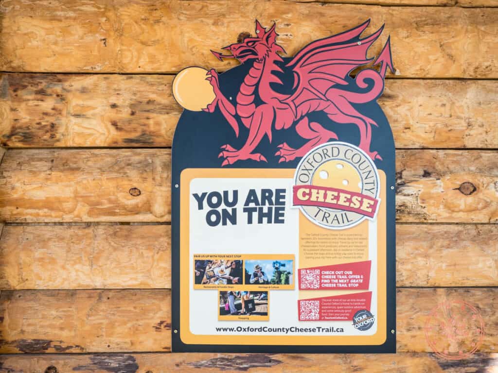 oxford county cheese trail signage at red dragon dairy