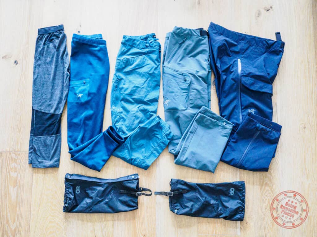 pants and bottoms to pack for a trip to patagonia