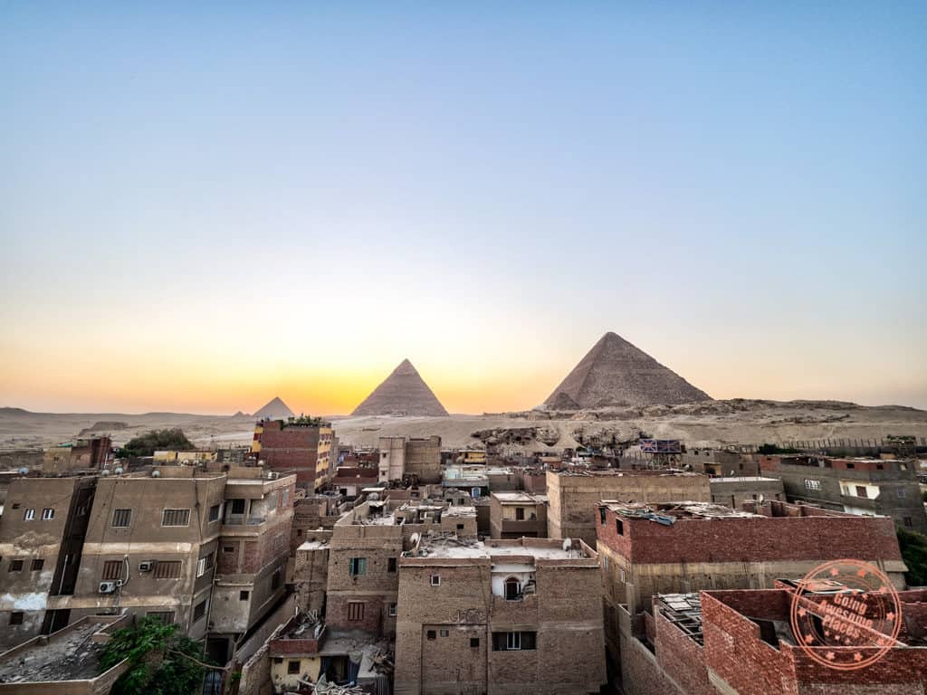 pyramids comfort inn rooftop sunset view in cairo 3 day itinerary