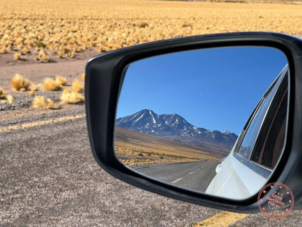 side mirror reflection of atacama desert