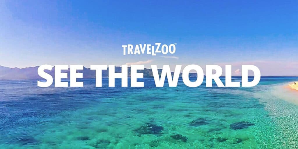 travelzoo see the world logo with beach backround
