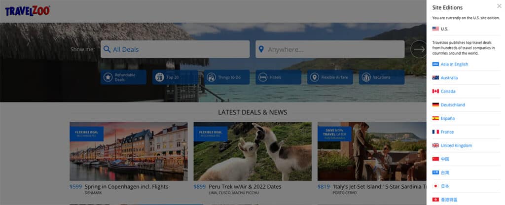 travelzoo operates around the world site edition on website