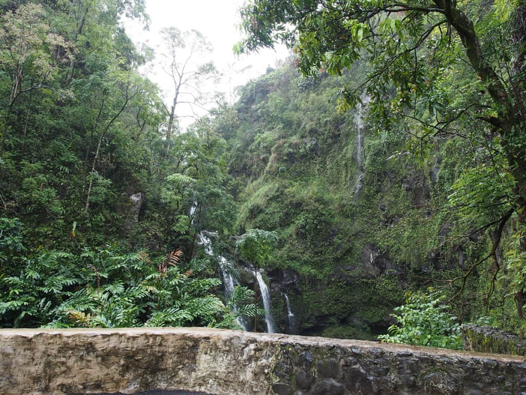 upper waikani falls along road to hana in maui itinerary