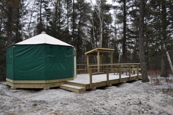 windy lake provincial park yurt in winter